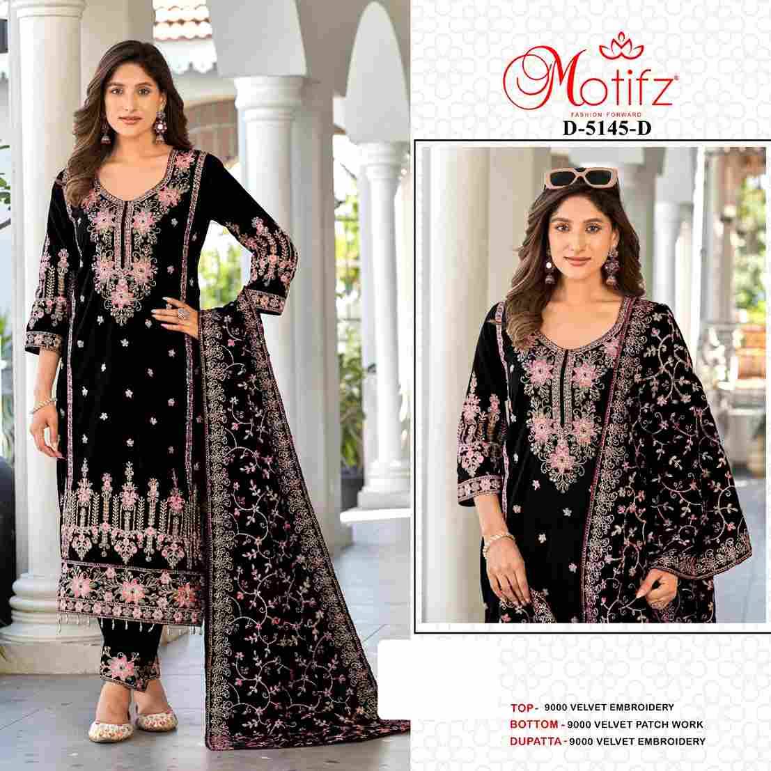 Motifz Hit Design 5145 Colours By Motifz 5145-A To 5145-D Series Beautiful Pakistani Suits Colorful Stylish Fancy Casual Wear & Ethnic Wear Velvet Dresses At Wholesale Price