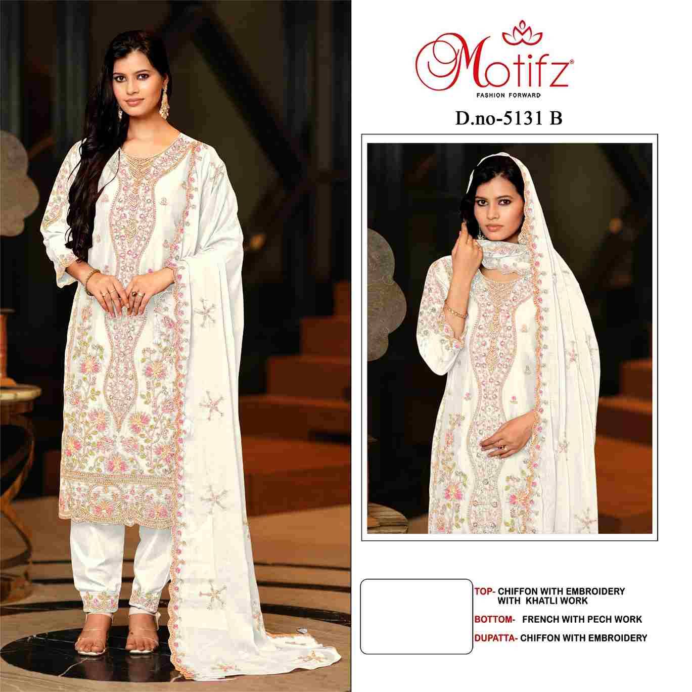 Motifz Hit Design 5131 Colours By Motifz 5131-A To 5131-D Series Beautiful Pakistani Suits Colorful Stylish Fancy Casual Wear & Ethnic Wear Chiffon Dresses At Wholesale Price