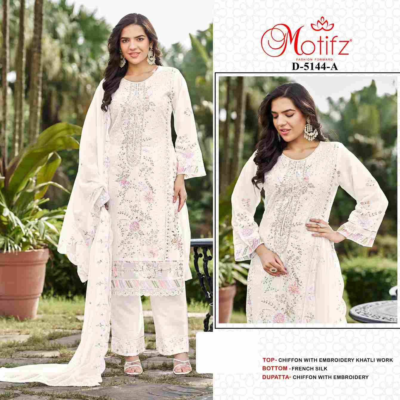 Motifz Hit Design 5144 Colours By Motifz 5144-A To 5144-D Series Beautiful Pakistani Suits Colorful Stylish Fancy Casual Wear & Ethnic Wear Chiffon Dresses At Wholesale Price