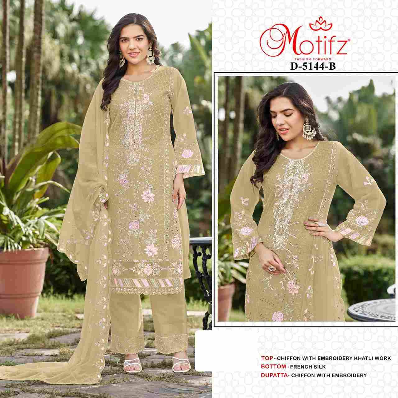 Motifz Hit Design 5144 Colours By Motifz 5144-A To 5144-D Series Beautiful Pakistani Suits Colorful Stylish Fancy Casual Wear & Ethnic Wear Chiffon Dresses At Wholesale Price