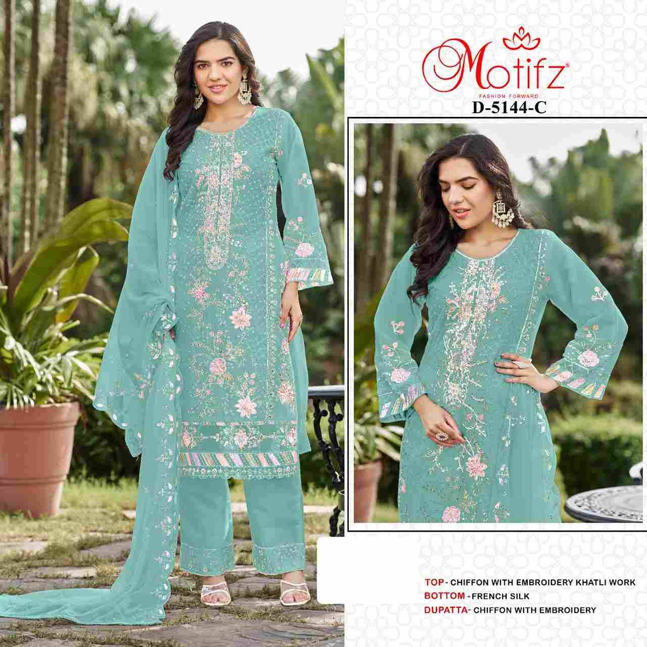 Motifz Hit Design 5144 Colours By Motifz 5144-A To 5144-D Series Beautiful Pakistani Suits Colorful Stylish Fancy Casual Wear & Ethnic Wear Chiffon Dresses At Wholesale Price