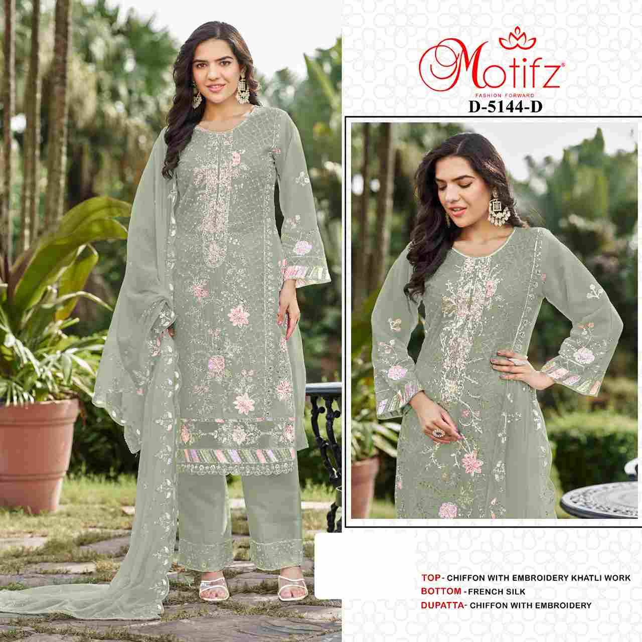 Motifz Hit Design 5144 Colours By Motifz 5144-A To 5144-D Series Beautiful Pakistani Suits Colorful Stylish Fancy Casual Wear & Ethnic Wear Chiffon Dresses At Wholesale Price