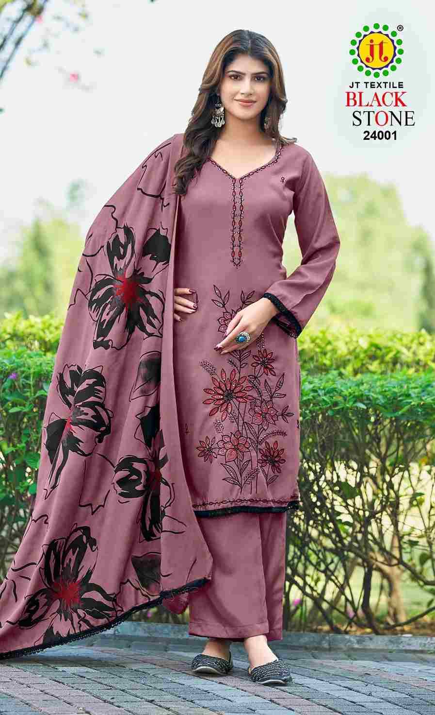Black Stone Vol-24 By JT 24001 To 24005 Series Beautiful Festive Suits Colorful Stylish Fancy Casual Wear & Ethnic Wear Rayon Dresses At Wholesale Price