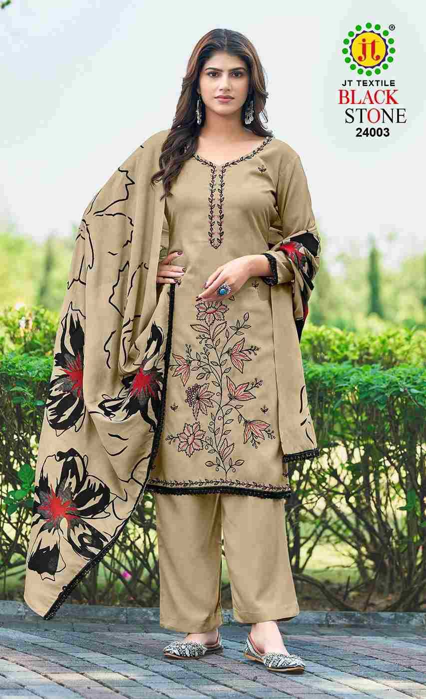 Black Stone Vol-24 By JT 24001 To 24005 Series Beautiful Festive Suits Colorful Stylish Fancy Casual Wear & Ethnic Wear Rayon Dresses At Wholesale Price