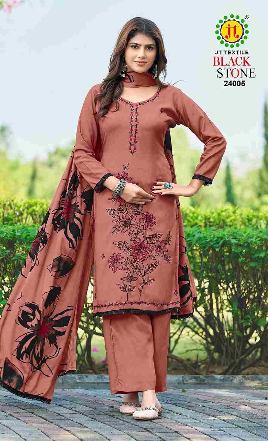 Black Stone Vol-24 By JT 24001 To 24005 Series Beautiful Festive Suits Colorful Stylish Fancy Casual Wear & Ethnic Wear Rayon Dresses At Wholesale Price