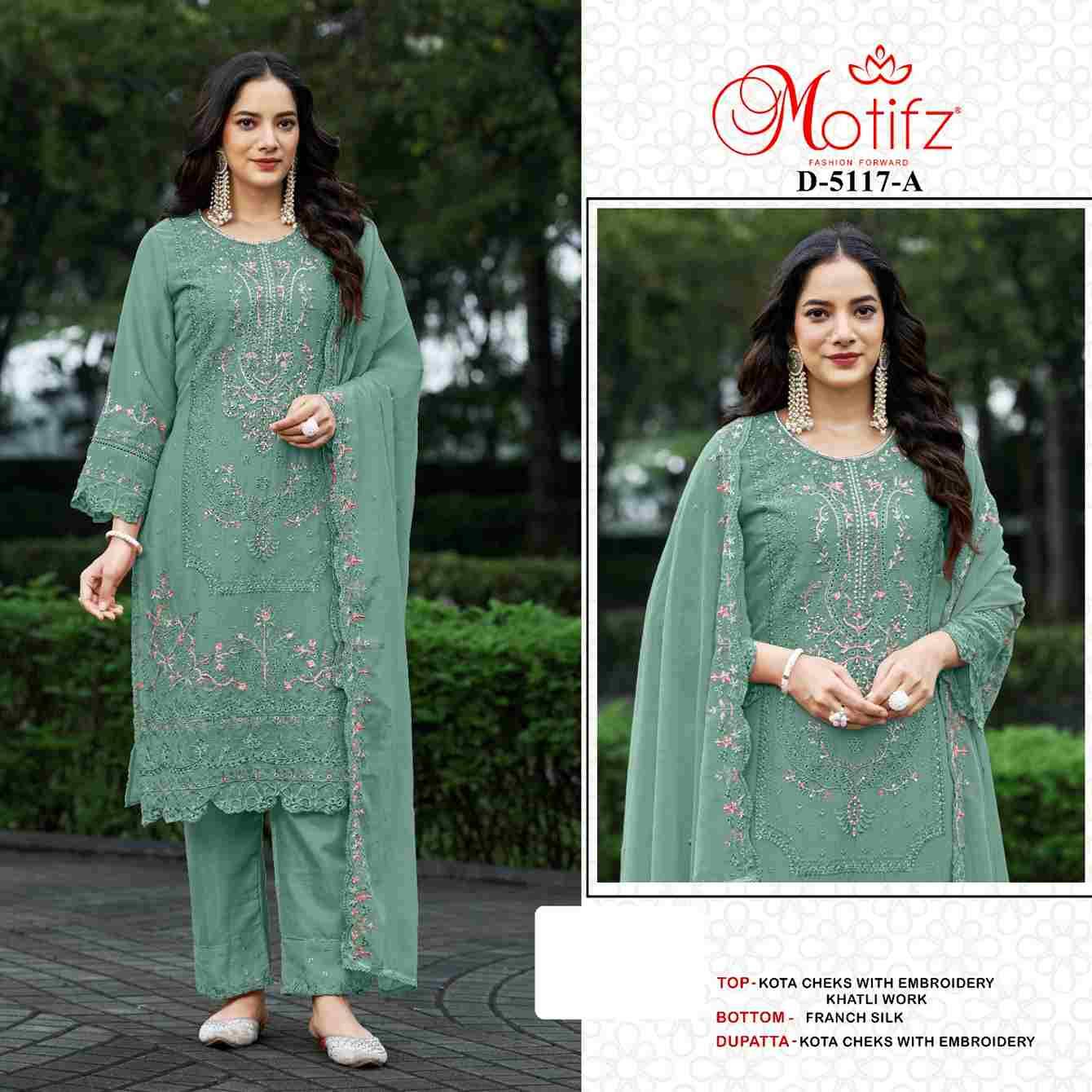 Motifz Hit Design 5117 Colours By Motifz 5117-A To 5117-D Series Beautiful Pakistani Suits Colorful Stylish Fancy Casual Wear & Ethnic Wear Kota Checks Dresses At Wholesale Price