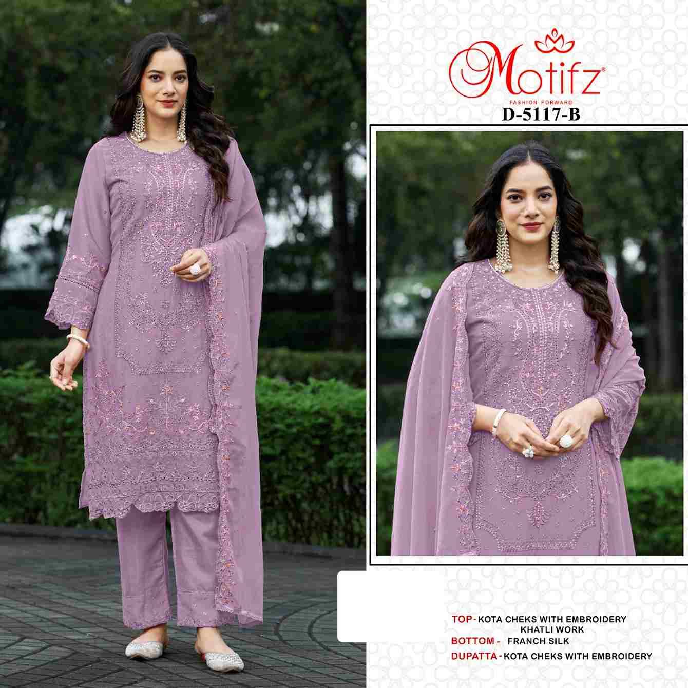 Motifz Hit Design 5117 Colours By Motifz 5117-A To 5117-D Series Beautiful Pakistani Suits Colorful Stylish Fancy Casual Wear & Ethnic Wear Kota Checks Dresses At Wholesale Price
