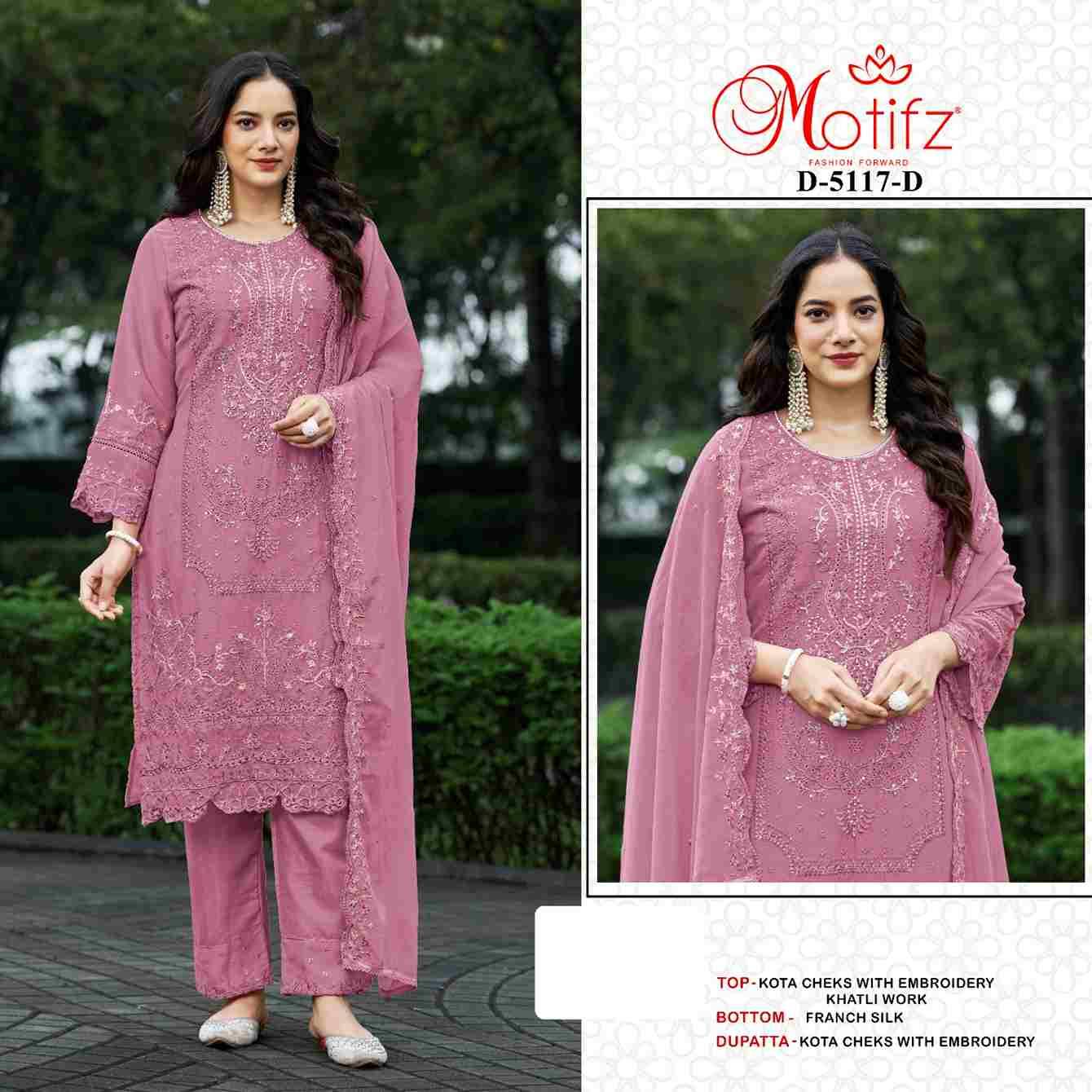 Motifz Hit Design 5117 Colours By Motifz 5117-A To 5117-D Series Beautiful Pakistani Suits Colorful Stylish Fancy Casual Wear & Ethnic Wear Kota Checks Dresses At Wholesale Price