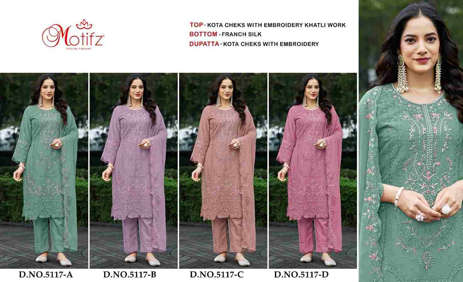 Motifz Hit Design 5117 Colours By Motifz 5117-A To 5117-D Series Beautiful Pakistani Suits Colorful Stylish Fancy Casual Wear & Ethnic Wear Kota Checks Dresses At Wholesale Price