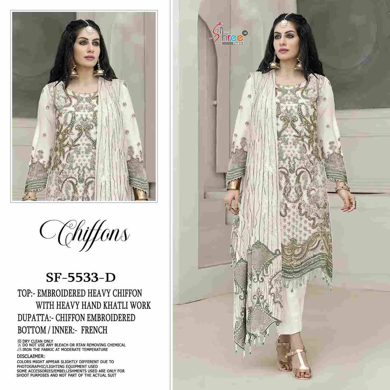 Shree Fabs Hit Design SF-5533 Colours By Shree Fabs SF-5533-A To SF-5533-D Series Beautiful Stylish Pakistani Suits Fancy Colorful Casual Wear & Ethnic Wear & Ready To Wear Chiffon Embroidery Dresses At Wholesale Price