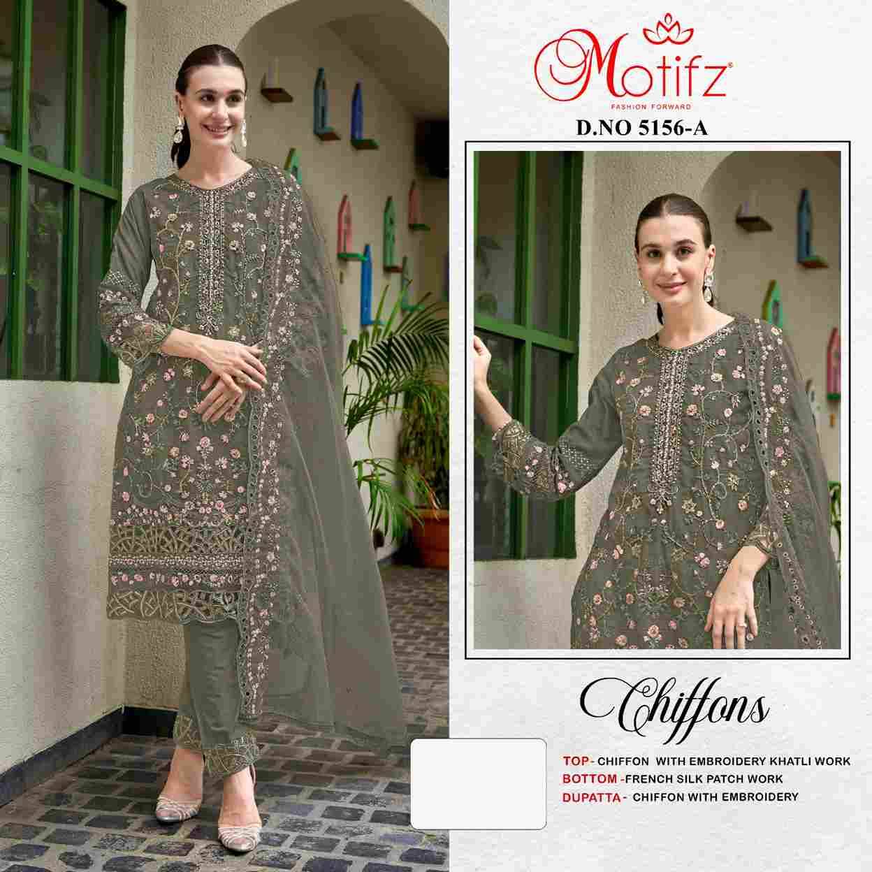 Motifz Hit Design 5156 Colours By Motifz 5156-A To 5156-D Series Beautiful Pakistani Suits Colorful Stylish Fancy Casual Wear & Ethnic Wear Chiffon Dresses At Wholesale Price