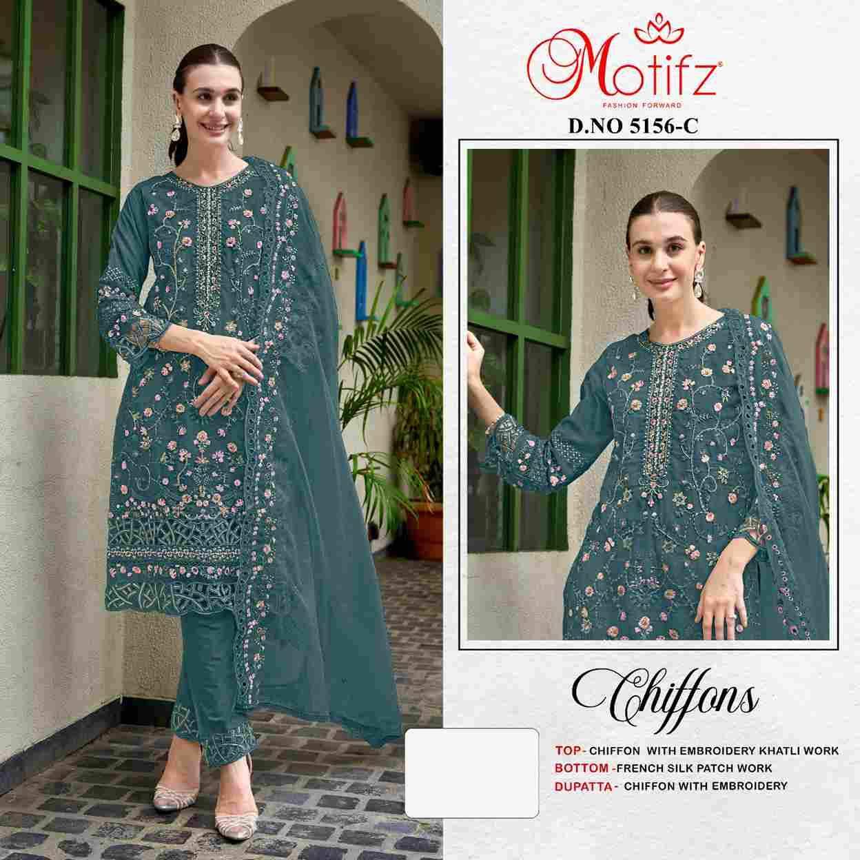 Motifz Hit Design 5156 Colours By Motifz 5156-A To 5156-D Series Beautiful Pakistani Suits Colorful Stylish Fancy Casual Wear & Ethnic Wear Chiffon Dresses At Wholesale Price