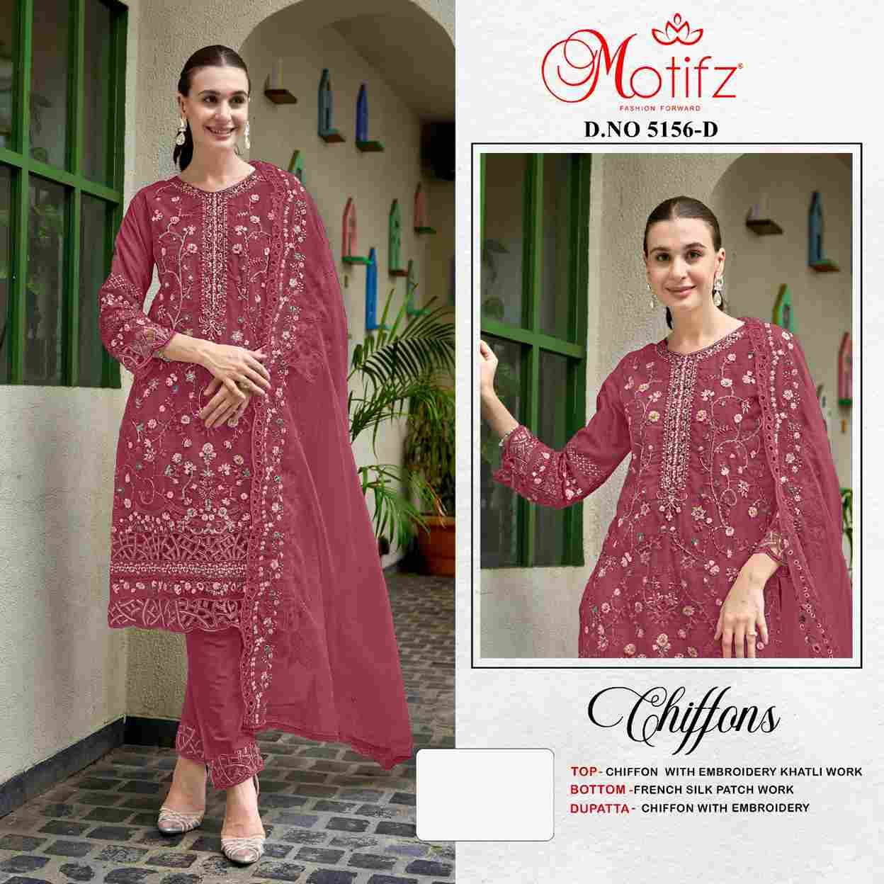 Motifz Hit Design 5156 Colours By Motifz 5156-A To 5156-D Series Beautiful Pakistani Suits Colorful Stylish Fancy Casual Wear & Ethnic Wear Chiffon Dresses At Wholesale Price