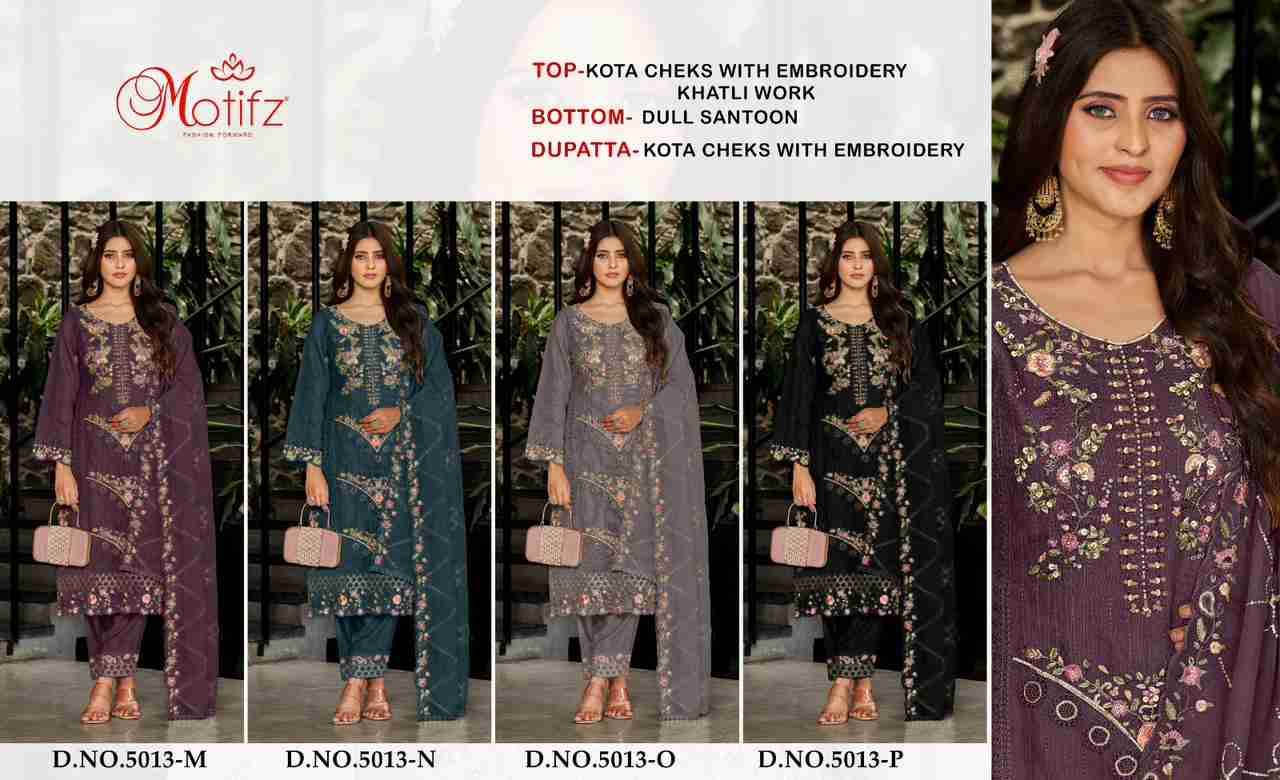 Motifz Hit Design 5013 Colours Vol-3 By Motifz 5013-M To 5013-P Series Beautiful Pakistani Suits Colorful Stylish Fancy Casual Wear & Ethnic Wear Kota Checks Dresses At Wholesale Price