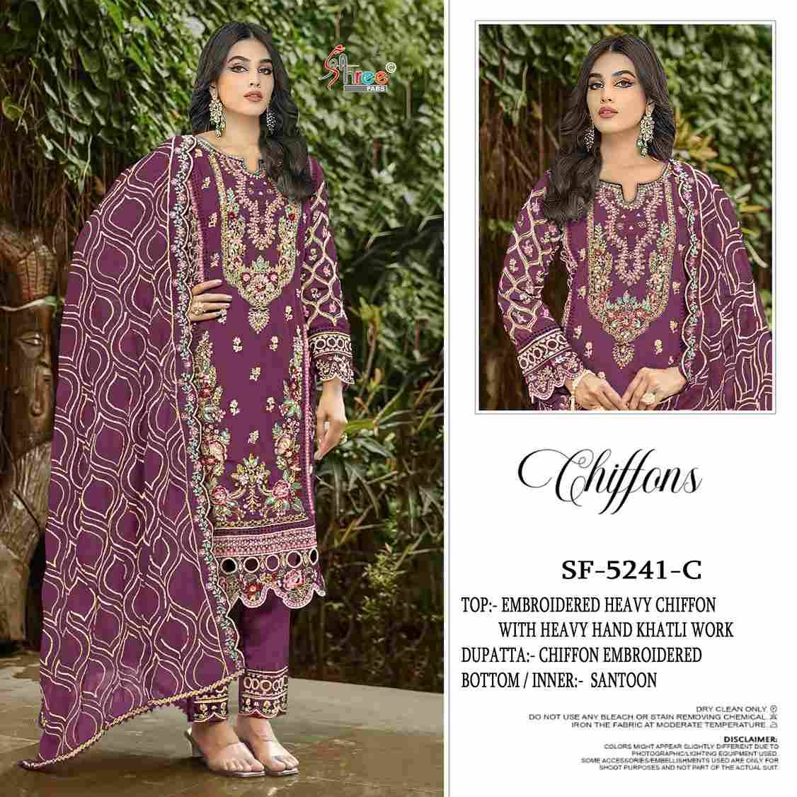 Shree Fabs Hit Design SF-5241 Colours By Shree Fabs SF-5241-A To SF-5241-D Series Beautiful Stylish Pakistani Suits Fancy Colorful Casual Wear & Ethnic Wear & Ready To Wear Chiffon Embroidery Dresses At Wholesale Price