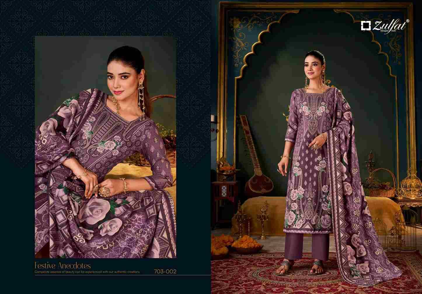 Sameera By Zulfat 703-001 To 703-004 Series Beautiful Festive Suits Colorful Stylish Fancy Casual Wear & Ethnic Wear Pure Pashmina With Embroidered Dresses At Wholesale Price