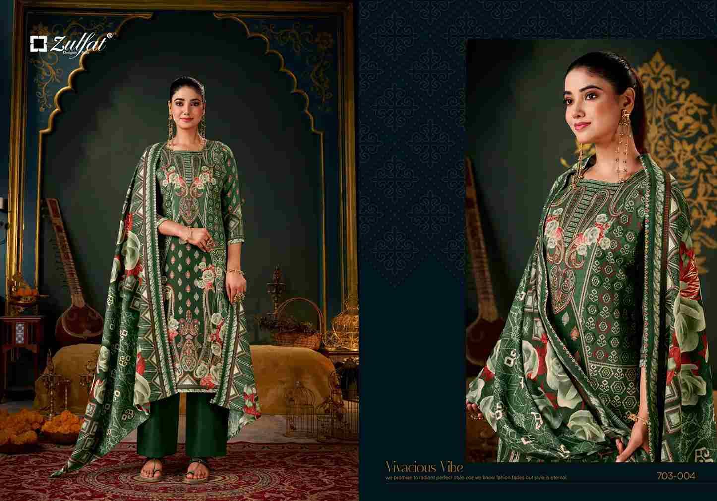 Sameera By Zulfat 703-001 To 703-004 Series Beautiful Festive Suits Colorful Stylish Fancy Casual Wear & Ethnic Wear Pure Pashmina With Embroidered Dresses At Wholesale Price