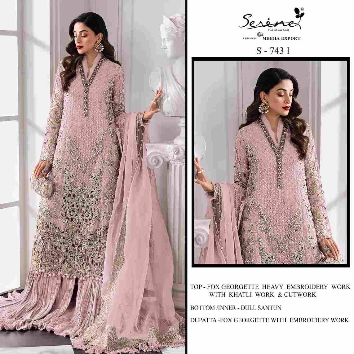 Serene Hit Design S-743 Colours Vol-3 By Serene S-743-I To S-743-L Series Designer Pakistani Suits Beautiful Fancy Colorful Stylish Party Wear & Occasional Wear Faux Georgette Embroidered Dresses At Wholesale Price