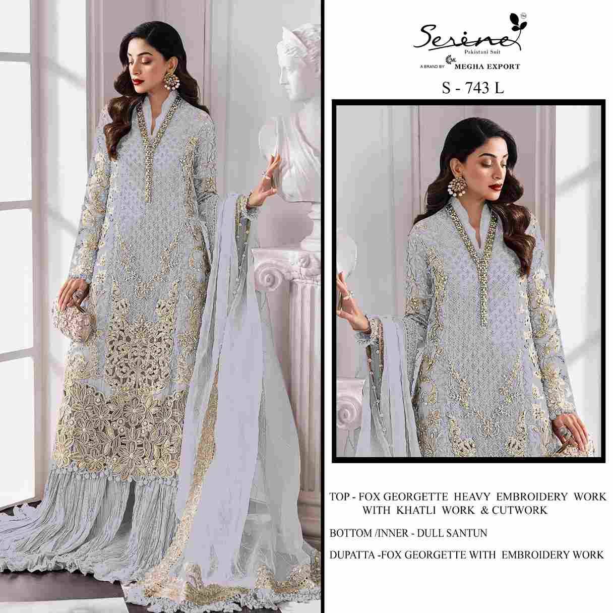 Serene Hit Design S-743 Colours Vol-3 By Serene S-743-I To S-743-L Series Designer Pakistani Suits Beautiful Fancy Colorful Stylish Party Wear & Occasional Wear Faux Georgette Embroidered Dresses At Wholesale Price
