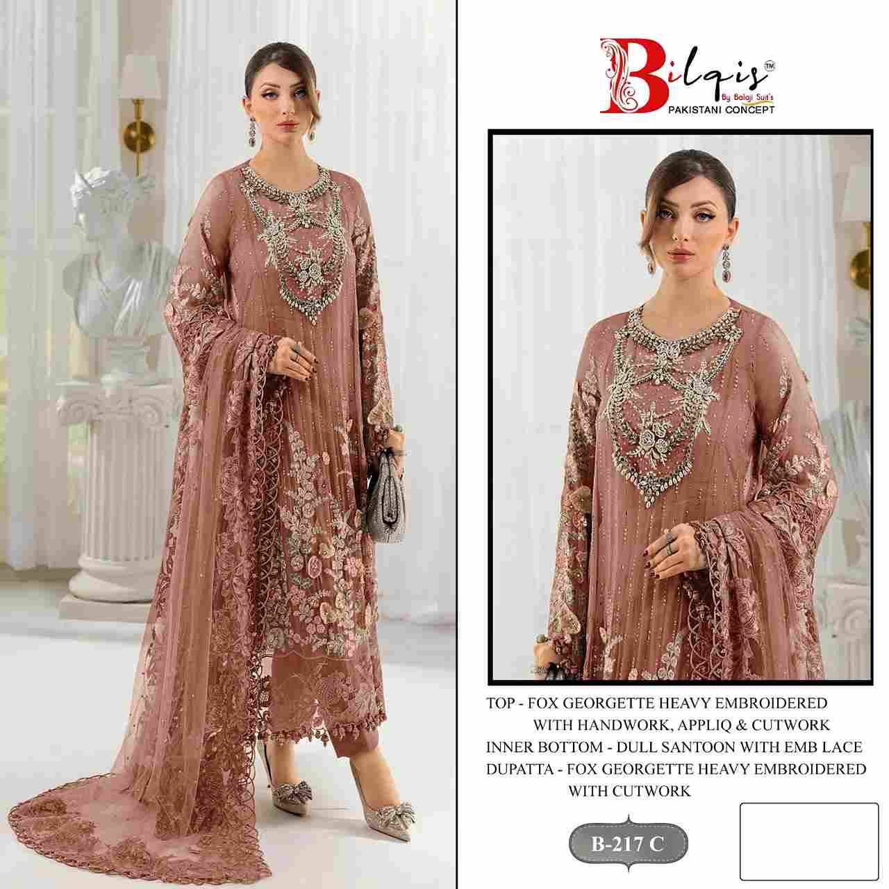 Bilqis 217 Colours By Bilqis 217-A To 217-D Series Beautiful Pakistani Suits Stylish Fancy Colorful Party Wear & Occasional Wear Faux Georgette Embroidery Dresses At Wholesale Price