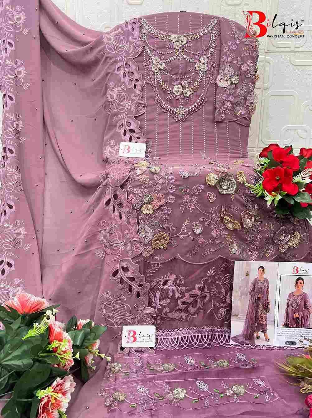 Bilqis 217 Colours By Bilqis 217-A To 217-D Series Beautiful Pakistani Suits Stylish Fancy Colorful Party Wear & Occasional Wear Faux Georgette Embroidery Dresses At Wholesale Price