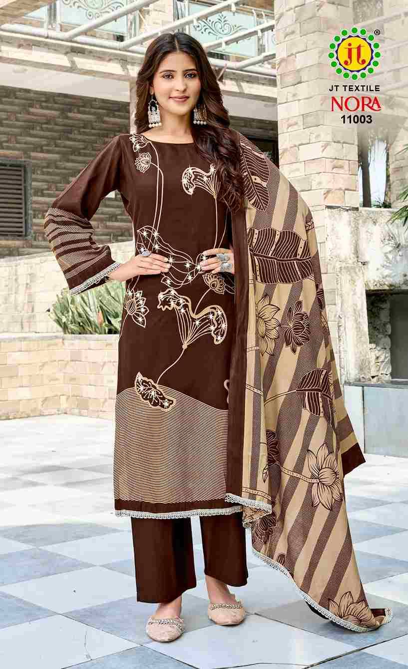 Nora Vol-11 By JT 11001 To 11005 Series Beautiful Festive Suits Colorful Stylish Fancy Casual Wear & Ethnic Wear Rayon Dresses At Wholesale Price