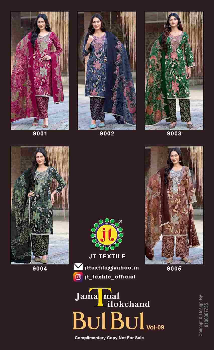 Bulbul Vol-9 By JT 9001 To 9005 Series Beautiful Festive Suits Colorful Stylish Fancy Casual Wear & Ethnic Wear Rayon Dresses At Wholesale Price