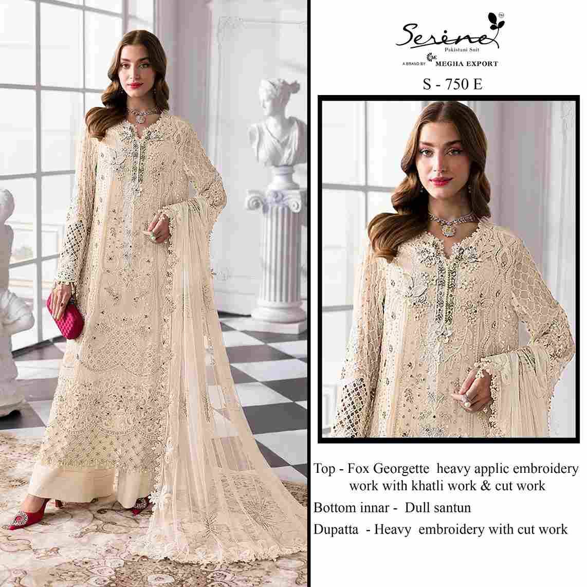 Serene Hit Design S-750 Colours Vol-2 By Serene S-750-E To S-750-H Series Designer Pakistani Suits Beautiful Fancy Colorful Stylish Party Wear & Occasional Wear Pure Faux Georgette Embroidered Dresses At Wholesale Price