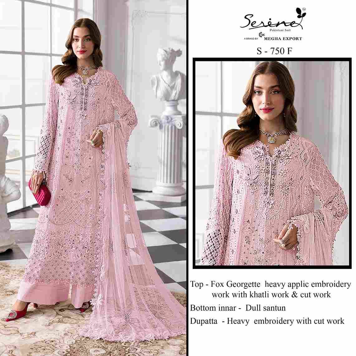 Serene Hit Design S-750 Colours Vol-2 By Serene S-750-E To S-750-H Series Designer Pakistani Suits Beautiful Fancy Colorful Stylish Party Wear & Occasional Wear Pure Faux Georgette Embroidered Dresses At Wholesale Price