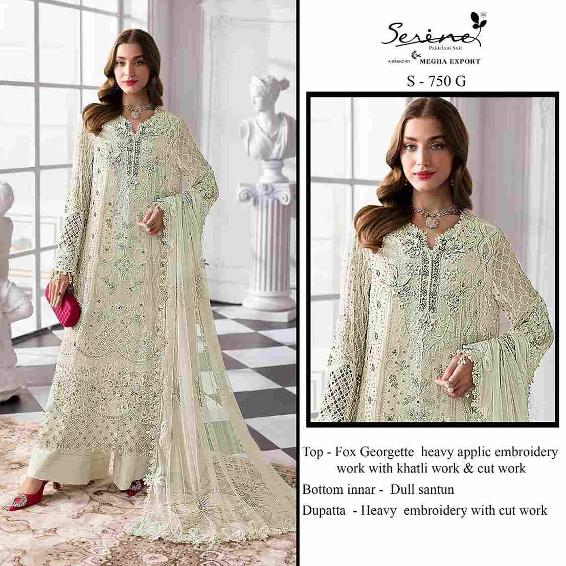 Serene Hit Design S-750 Colours Vol-2 By Serene S-750-E To S-750-H Series Designer Pakistani Suits Beautiful Fancy Colorful Stylish Party Wear & Occasional Wear Pure Faux Georgette Embroidered Dresses At Wholesale Price