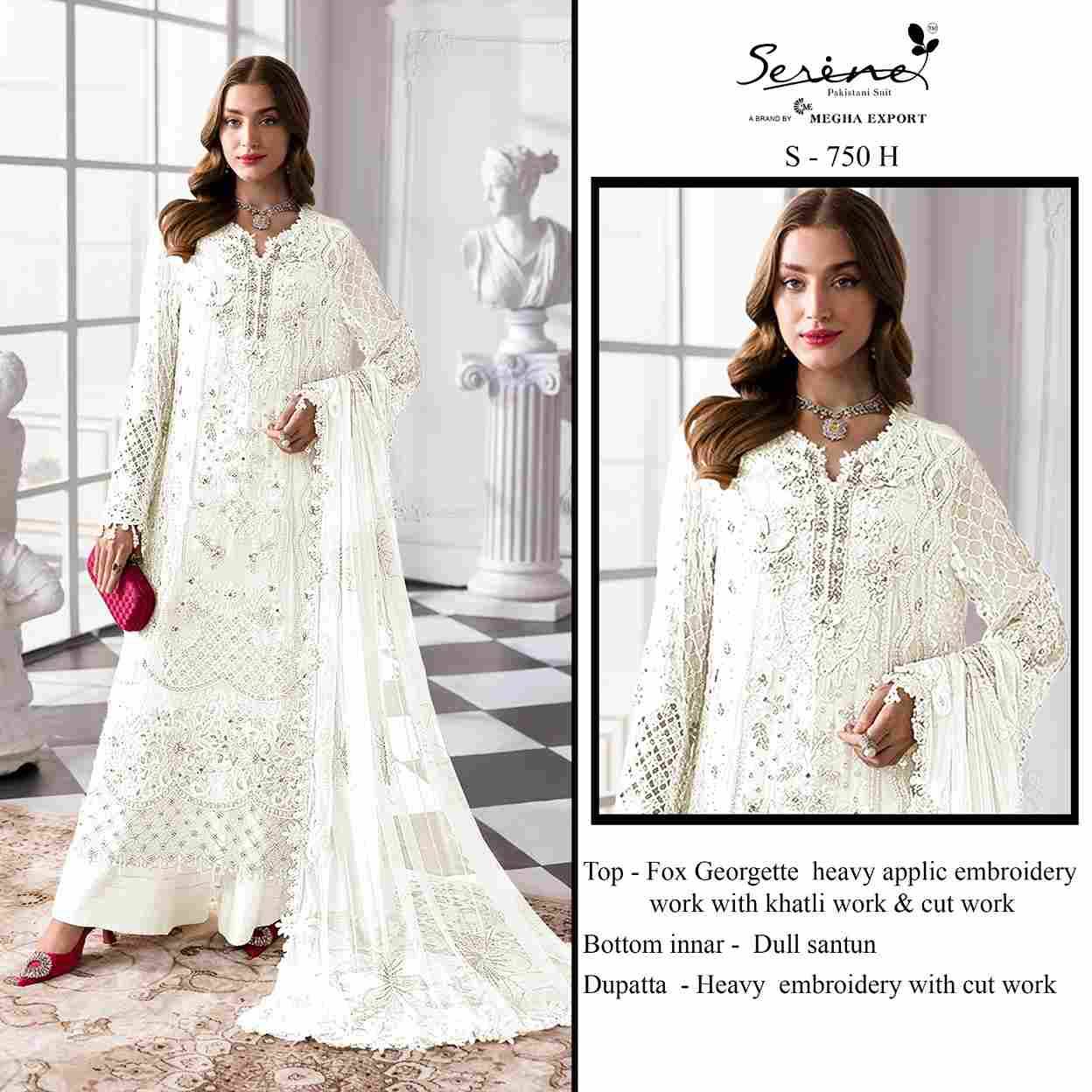 Serene Hit Design S-750 Colours Vol-2 By Serene S-750-E To S-750-H Series Designer Pakistani Suits Beautiful Fancy Colorful Stylish Party Wear & Occasional Wear Pure Faux Georgette Embroidered Dresses At Wholesale Price