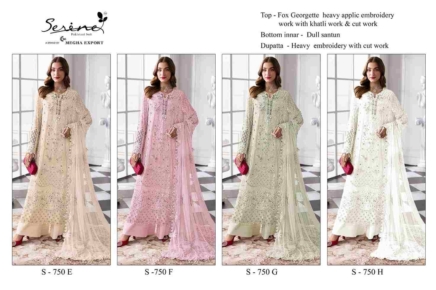 Serene Hit Design S-750 Colours Vol-2 By Serene S-750-E To S-750-H Series Designer Pakistani Suits Beautiful Fancy Colorful Stylish Party Wear & Occasional Wear Pure Faux Georgette Embroidered Dresses At Wholesale Price