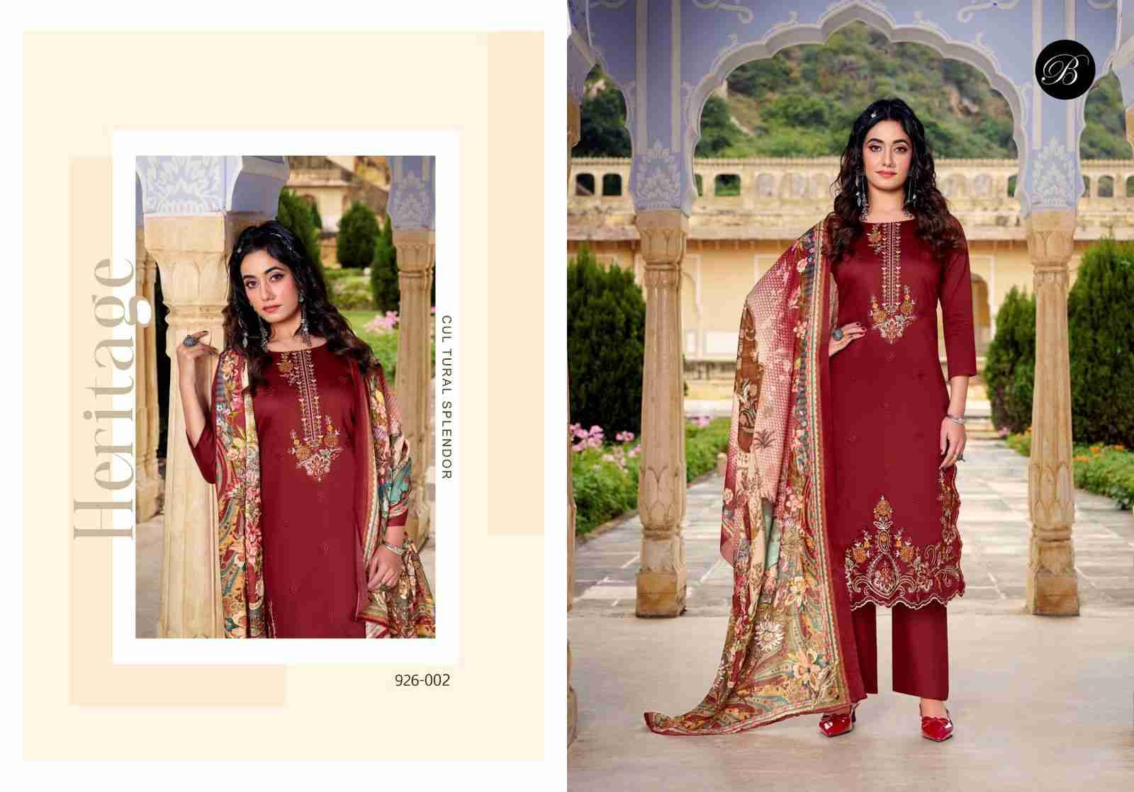 Zarqash Vol-13 By Belliza 926-001 To 926-006 Series Beautiful Festive Suits Stylish Fancy Colorful Casual Wear & Ethnic Wear Pure Jam Dresses At Wholesale Price