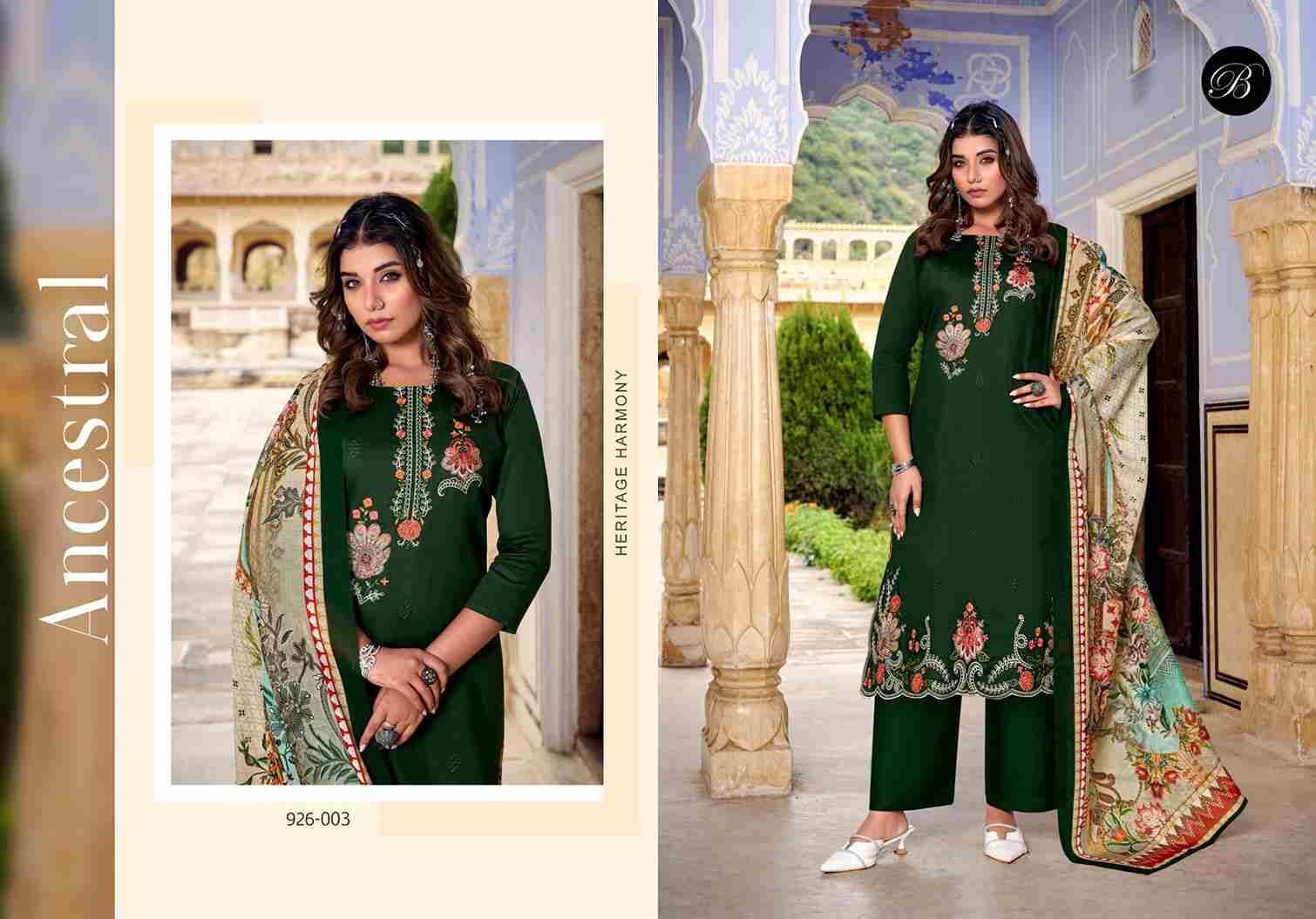 Zarqash Vol-13 By Belliza 926-001 To 926-006 Series Beautiful Festive Suits Stylish Fancy Colorful Casual Wear & Ethnic Wear Pure Jam Dresses At Wholesale Price
