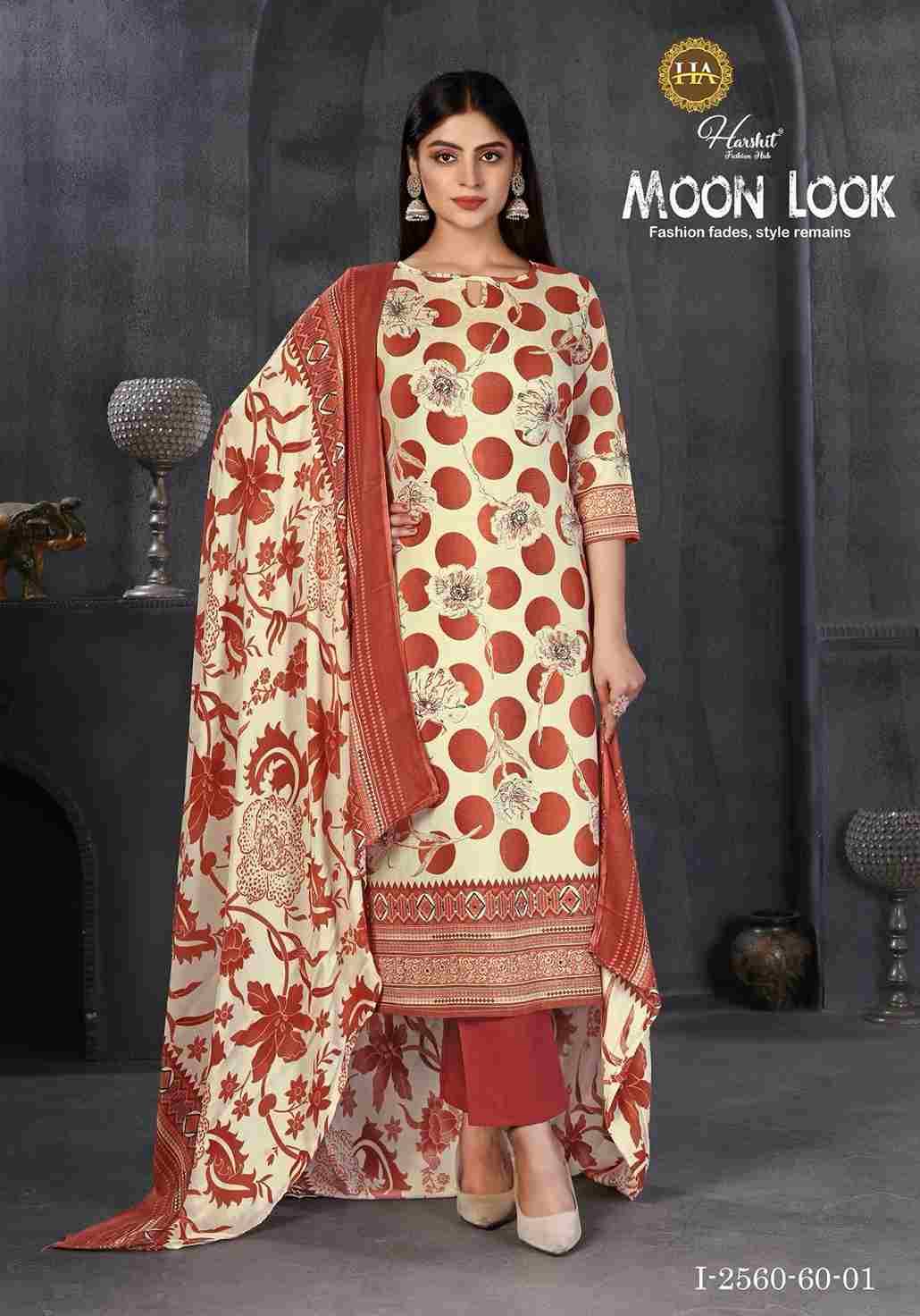 Moon Look By Harshit Fashion Hub 2560-60-01 To 2560-60-06 Series Beautiful Festive Suits Stylish Fancy Colorful Casual Wear & Ethnic Wear Pure Viscose Rayon Dresses At Wholesale Price