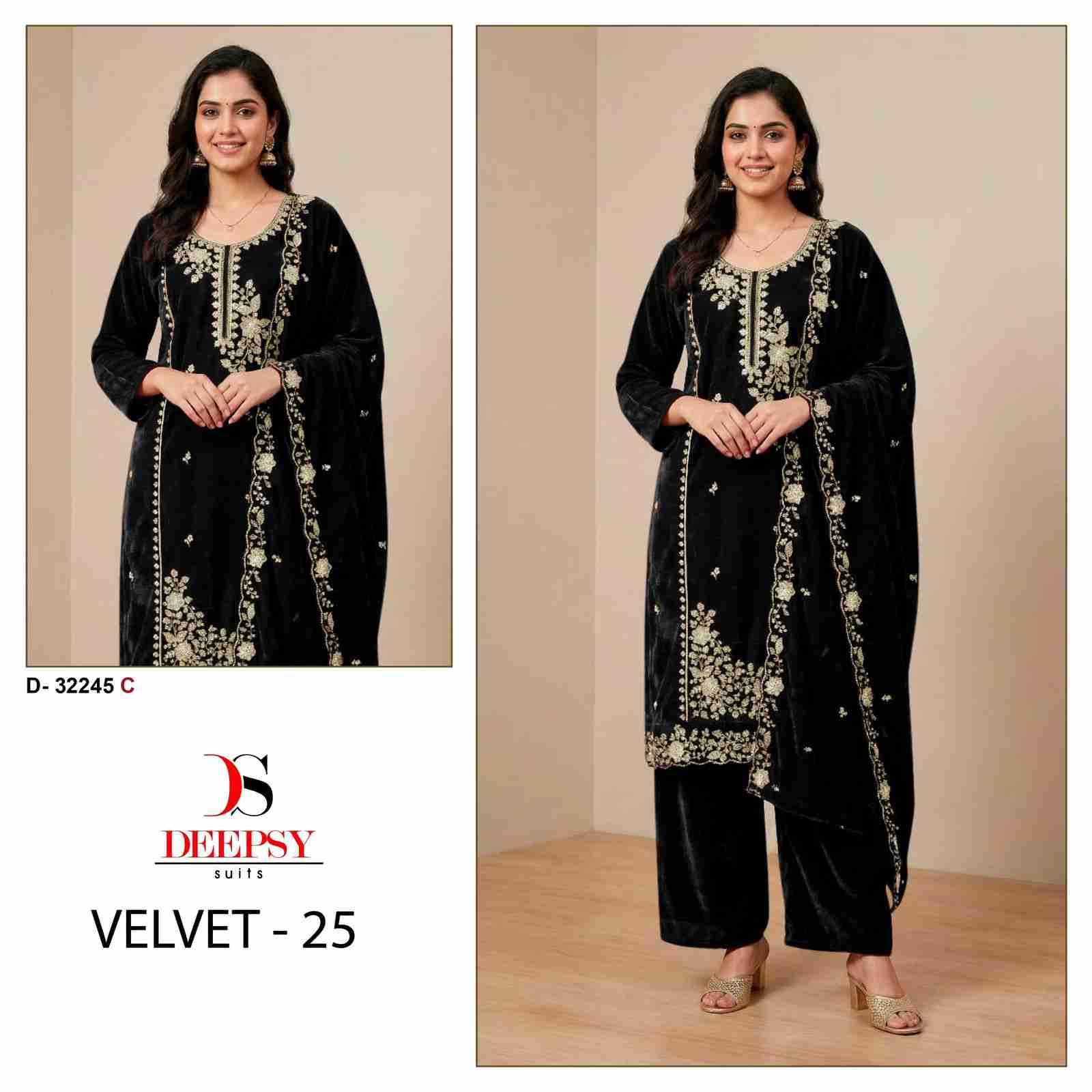 Velvet 32245 Colours By Deepsy Suits 32245-A To 32245-D Series Beautiful Stylish Pakistani Suits Fancy Colorful Casual Wear & Ethnic Wear & Ready To Wear Heavy Velvet Embroidery Dresses At Wholesale Price