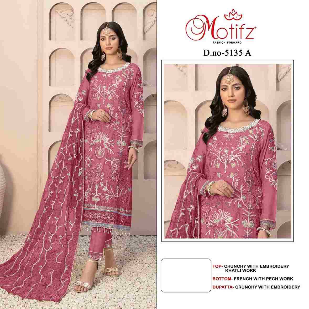 Motifz Hit Design 5135 Colours By Motifz 5135-A To 5135-D Series Beautiful Pakistani Suits Colorful Stylish Fancy Casual Wear & Ethnic Wear Crunchy Dresses At Wholesale Price