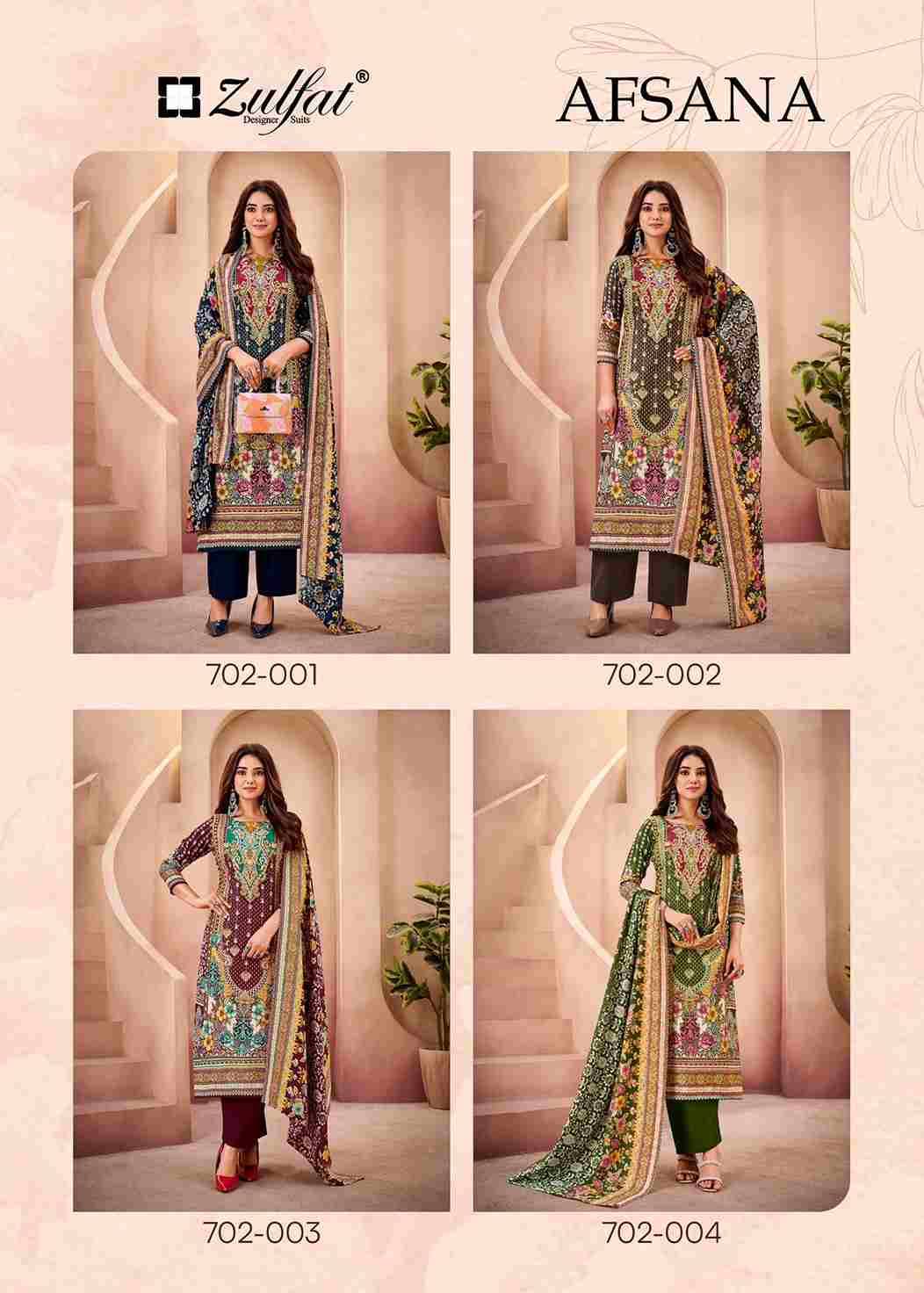 Afsana By Zulfat 702-001 To 702-004 Series Beautiful Festive Suits Colorful Stylish Fancy Casual Wear & Ethnic Wear Pure Pashmina With Embroidered Dresses At Wholesale Price