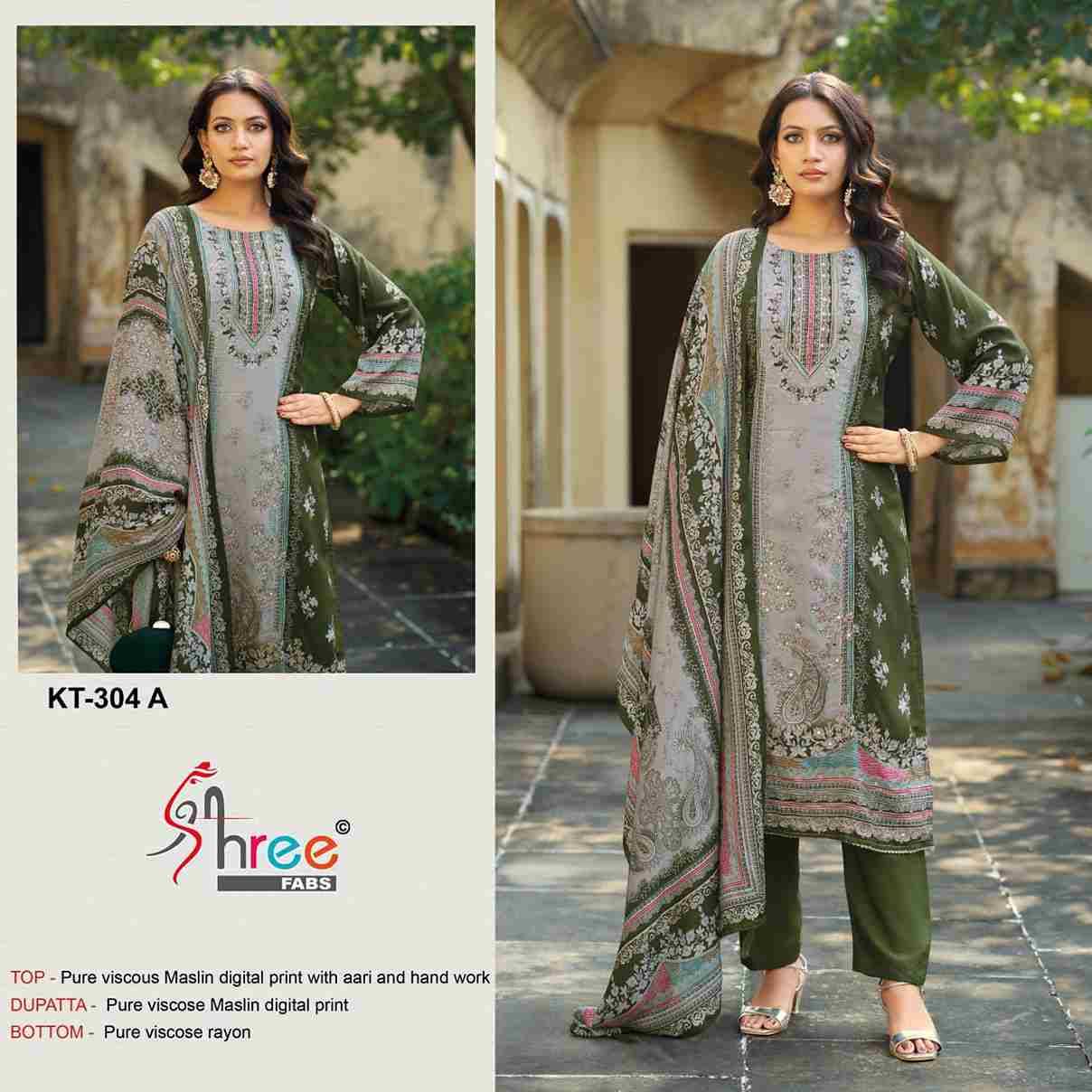 Shree Fabs Hit Design Kt-304 Colours By Shree Fabs KT-304-A To KT-304-D Series Designer Pakistani Suits Beautiful Fancy Stylish Colorful Party Wear & Occasional Wear Pure Viscose Muslin Embroidery Dresses At Wholesale Price