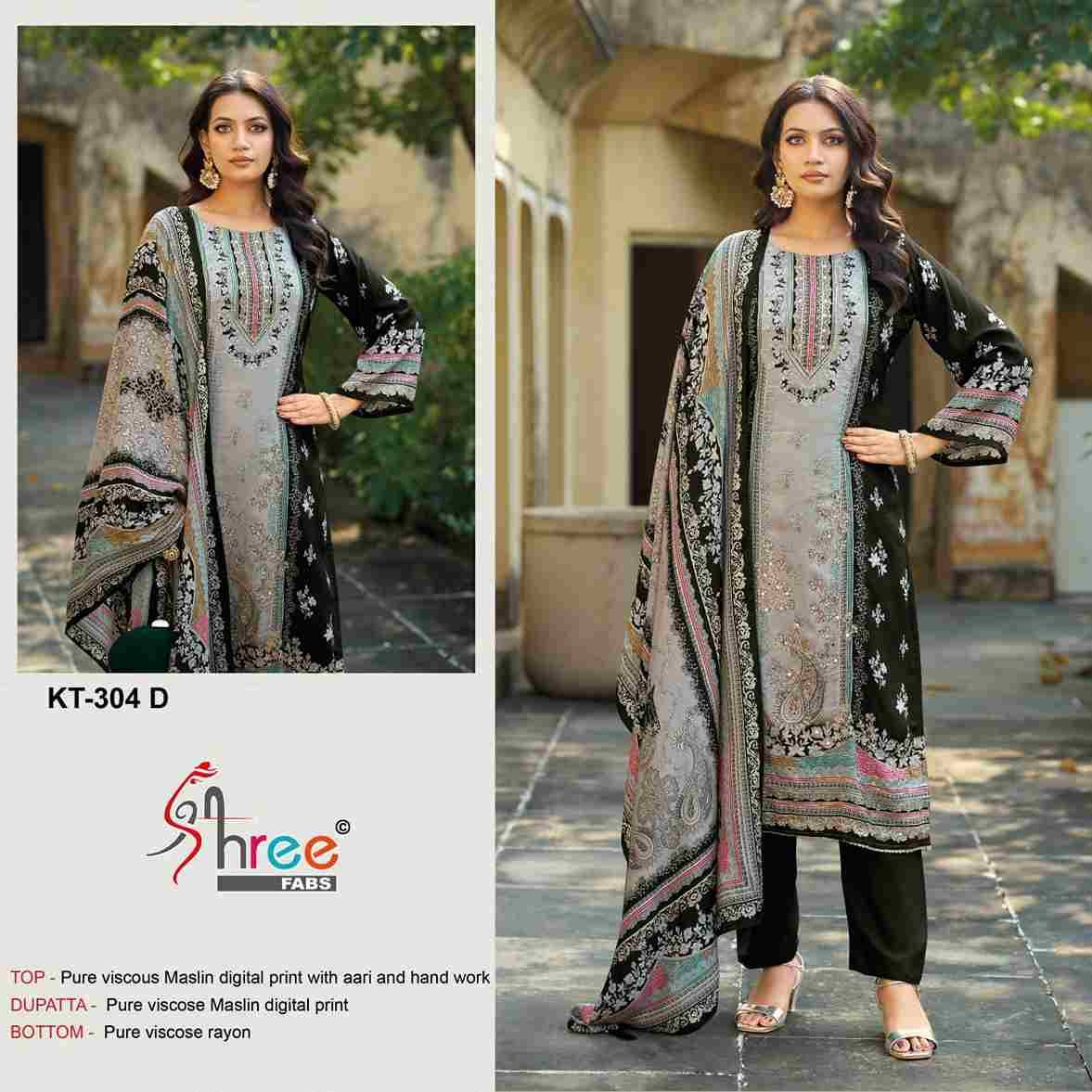 Shree Fabs Hit Design Kt-304 Colours By Shree Fabs KT-304-A To KT-304-D Series Designer Pakistani Suits Beautiful Fancy Stylish Colorful Party Wear & Occasional Wear Pure Viscose Muslin Embroidery Dresses At Wholesale Price