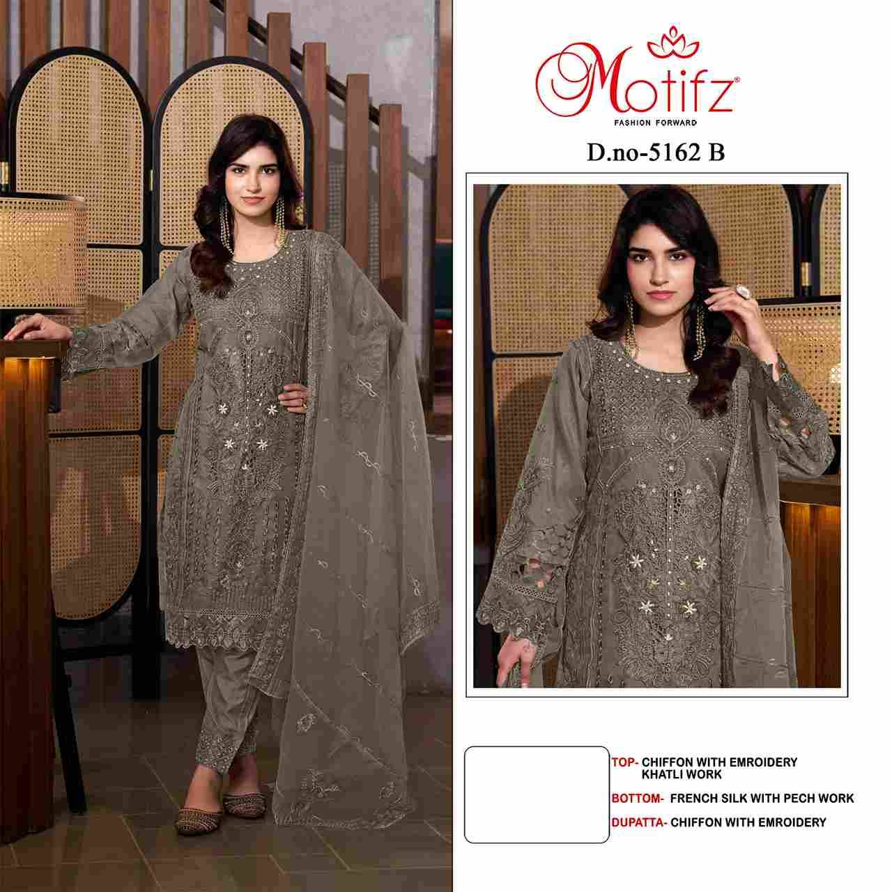 Motifz Hit Design 5162 Colours By Motifz 5162-A To 5162-D Series Beautiful Pakistani Suits Colorful Stylish Fancy Casual Wear & Ethnic Wear Chiffon Dresses At Wholesale Price