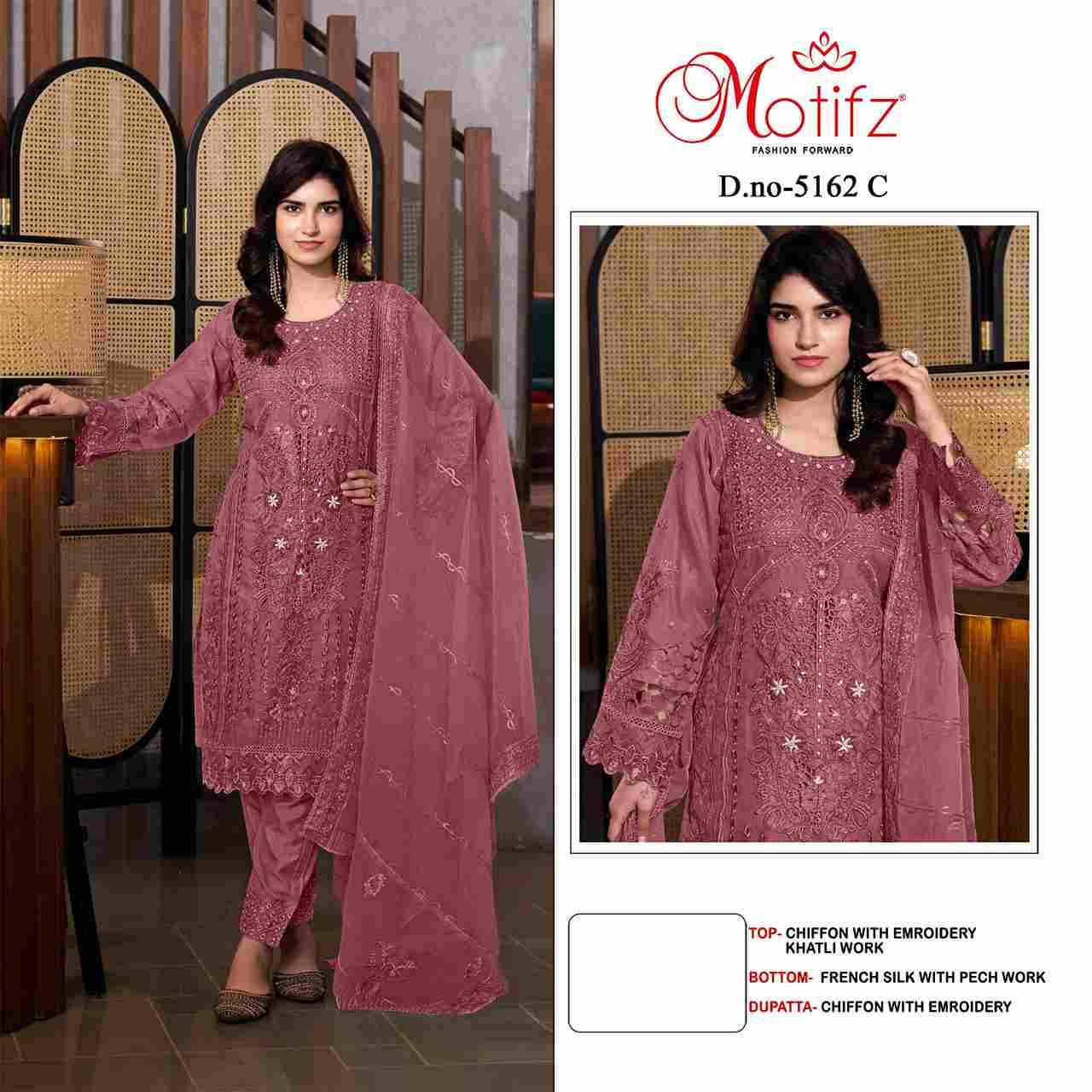 Motifz Hit Design 5162 Colours By Motifz 5162-A To 5162-D Series Beautiful Pakistani Suits Colorful Stylish Fancy Casual Wear & Ethnic Wear Chiffon Dresses At Wholesale Price