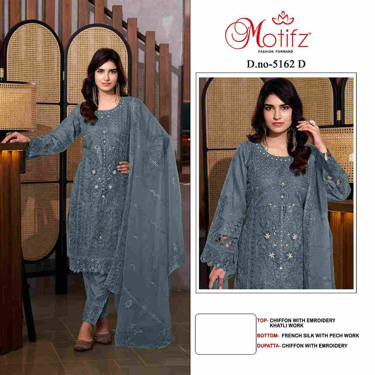 Motifz Hit Design 5162 Colours By Motifz 5162-A To 5162-D Series Beautiful Pakistani Suits Colorful Stylish Fancy Casual Wear & Ethnic Wear Chiffon Dresses At Wholesale Price