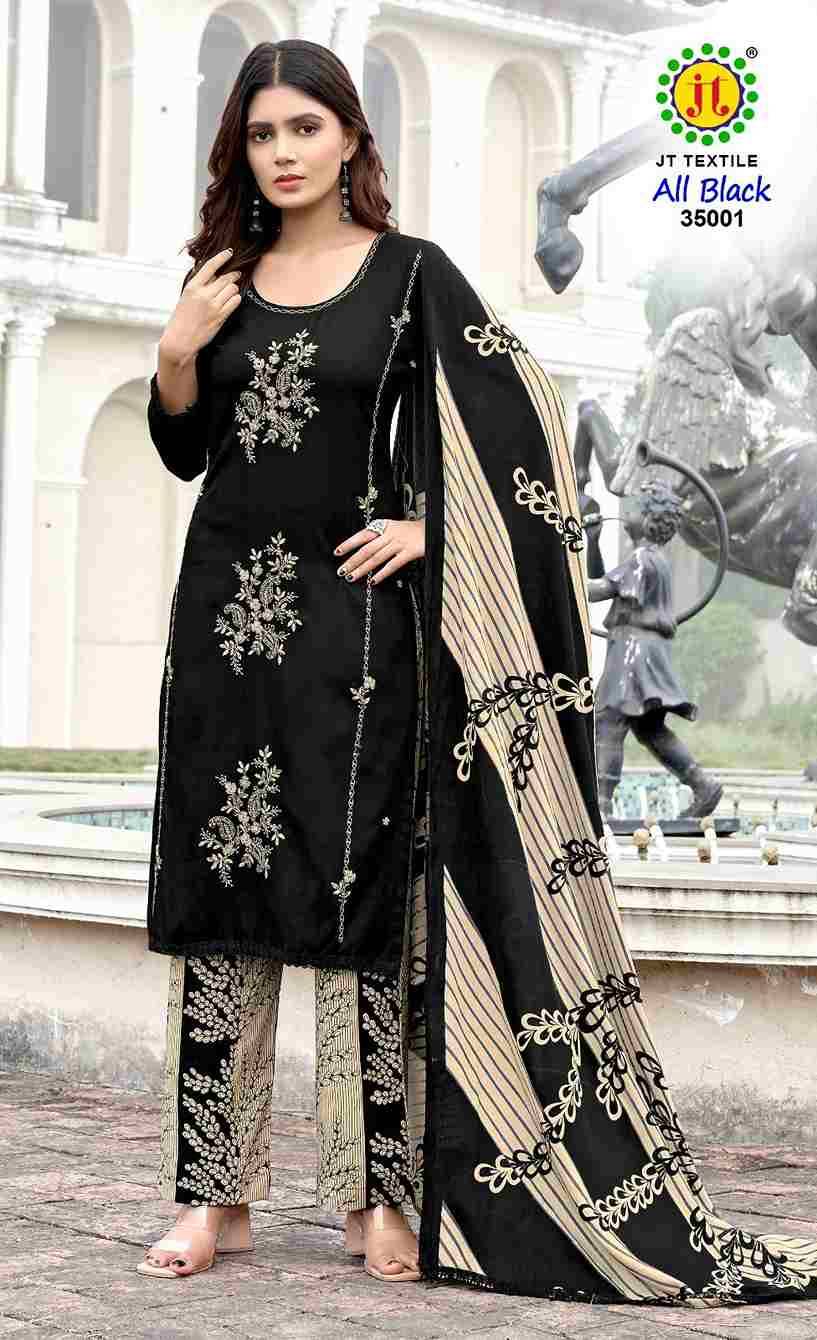 All Black Vol-35 By JT 35001 To 35005 Series Beautiful Festive Suits Colorful Stylish Fancy Casual Wear & Ethnic Wear Rayon Dresses At Wholesale Price