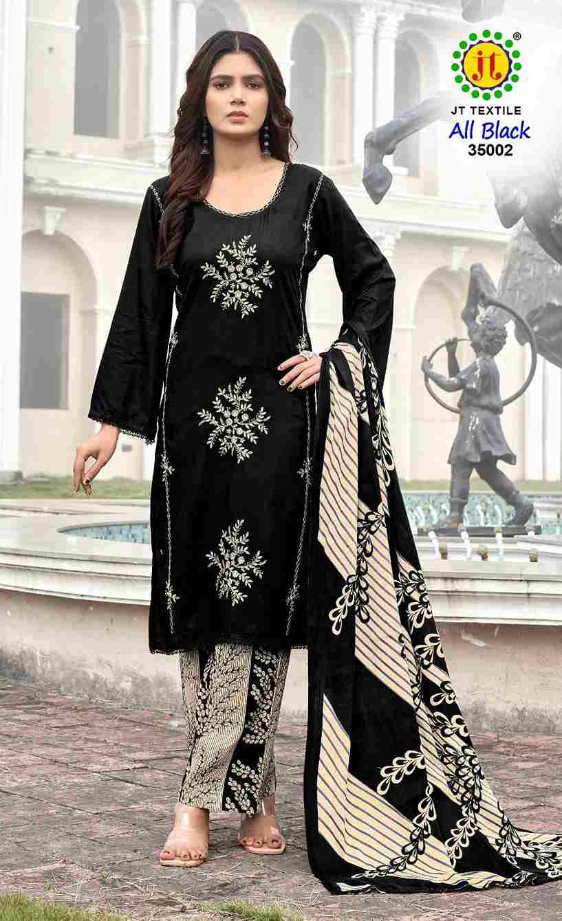 All Black Vol-35 By JT 35001 To 35005 Series Beautiful Festive Suits Colorful Stylish Fancy Casual Wear & Ethnic Wear Rayon Dresses At Wholesale Price