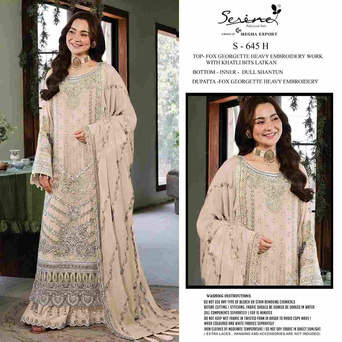 Serene Hit Design S-645 Colours Vol-2 By Serene S-645-E To S-645-H Series Designer Pakistani Suits Beautiful Fancy Colorful Stylish Party Wear & Occasional Wear Faux Georgette Embroidered Dresses At Wholesale Price