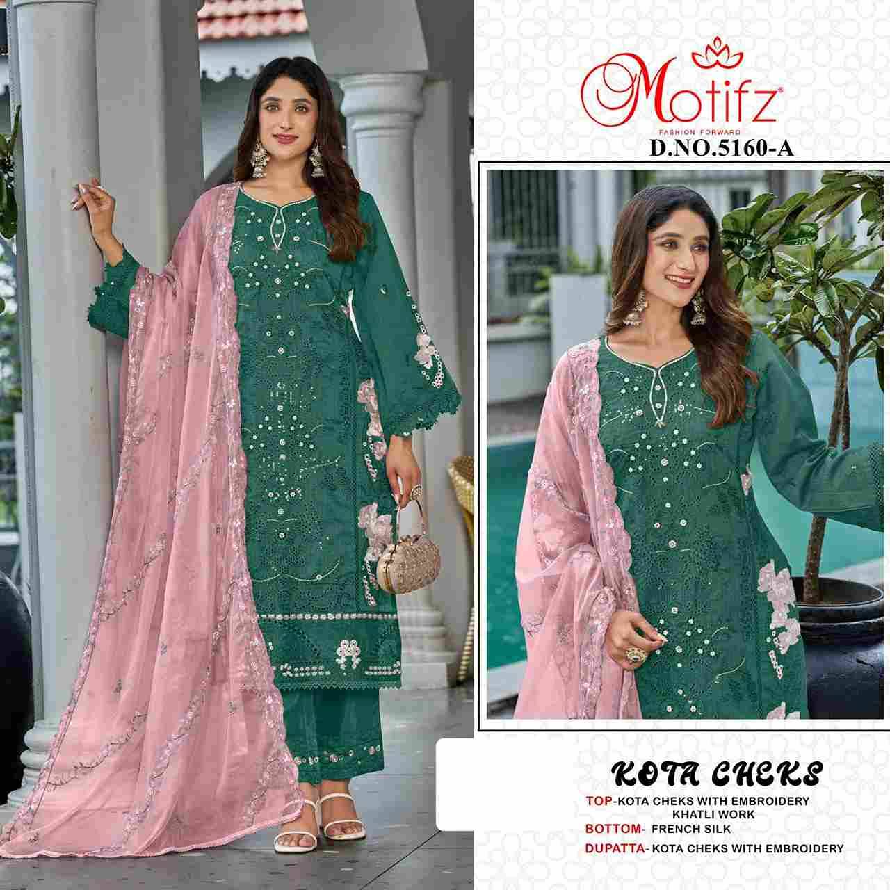 Motifz Hit Design 5160 Colours By Motifz 5160-A To 5160-D Series Beautiful Pakistani Suits Colorful Stylish Fancy Casual Wear & Ethnic Wear Kota Checks Dresses At Wholesale Price