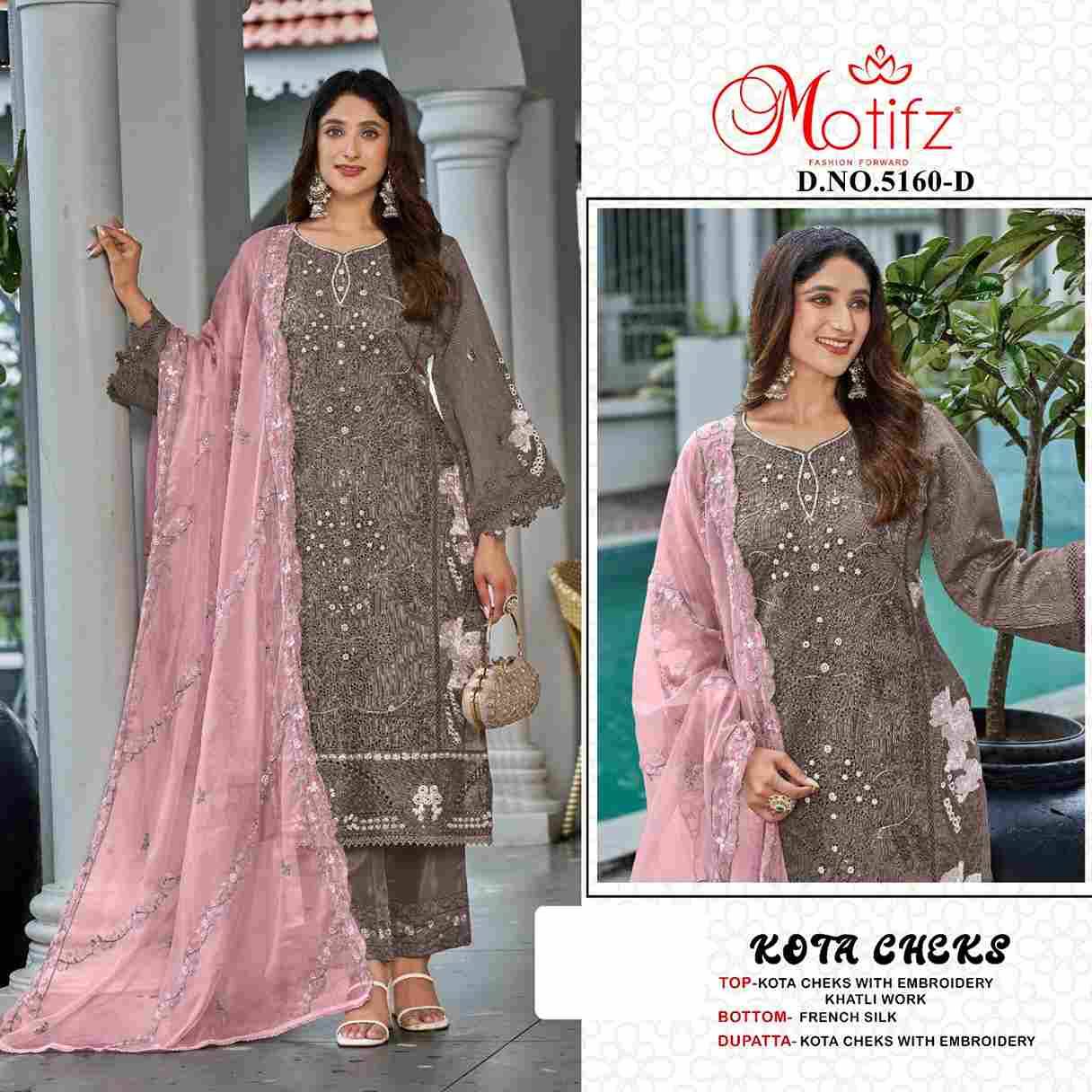 Motifz Hit Design 5160 Colours By Motifz 5160-A To 5160-D Series Beautiful Pakistani Suits Colorful Stylish Fancy Casual Wear & Ethnic Wear Kota Checks Dresses At Wholesale Price
