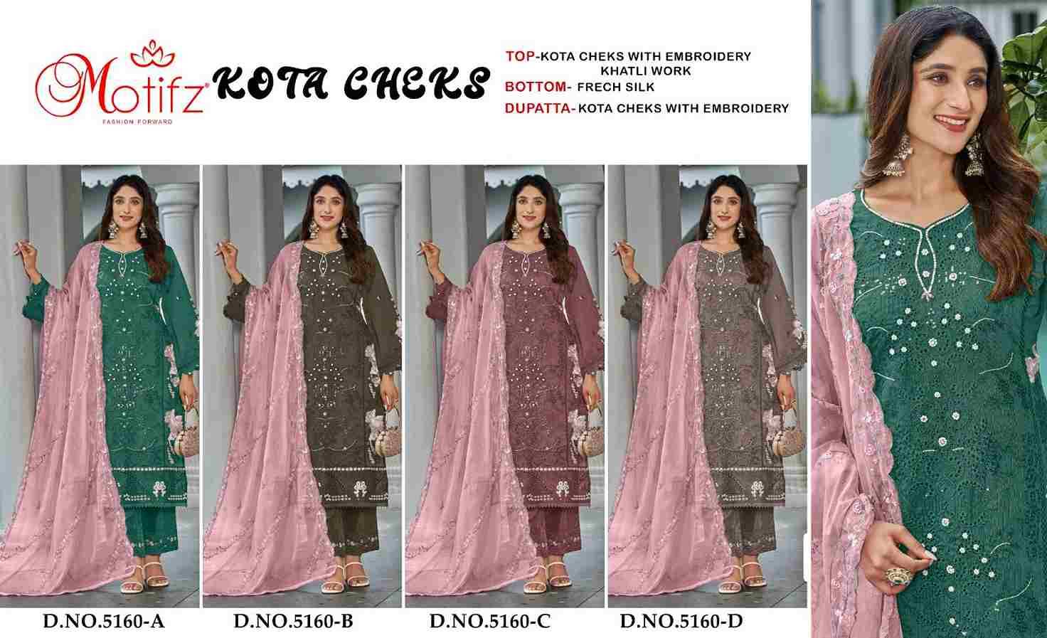 Motifz Hit Design 5160 Colours By Motifz 5160-A To 5160-D Series Beautiful Pakistani Suits Colorful Stylish Fancy Casual Wear & Ethnic Wear Kota Checks Dresses At Wholesale Price