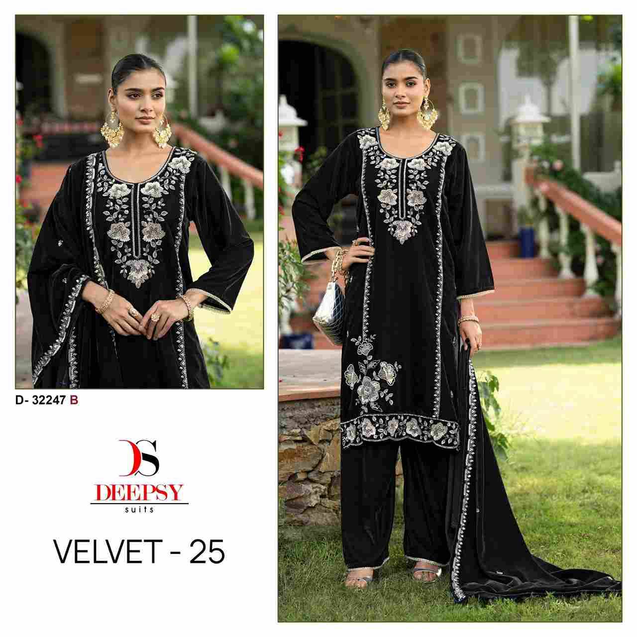 Velvet 32247 Colours By Deepsy Suits 32247-A To 32247-D Series Beautiful Stylish Pakistani Suits Fancy Colorful Casual Wear & Ethnic Wear & Ready To Wear Heavy Velvet Embroidery Dresses At Wholesale Price